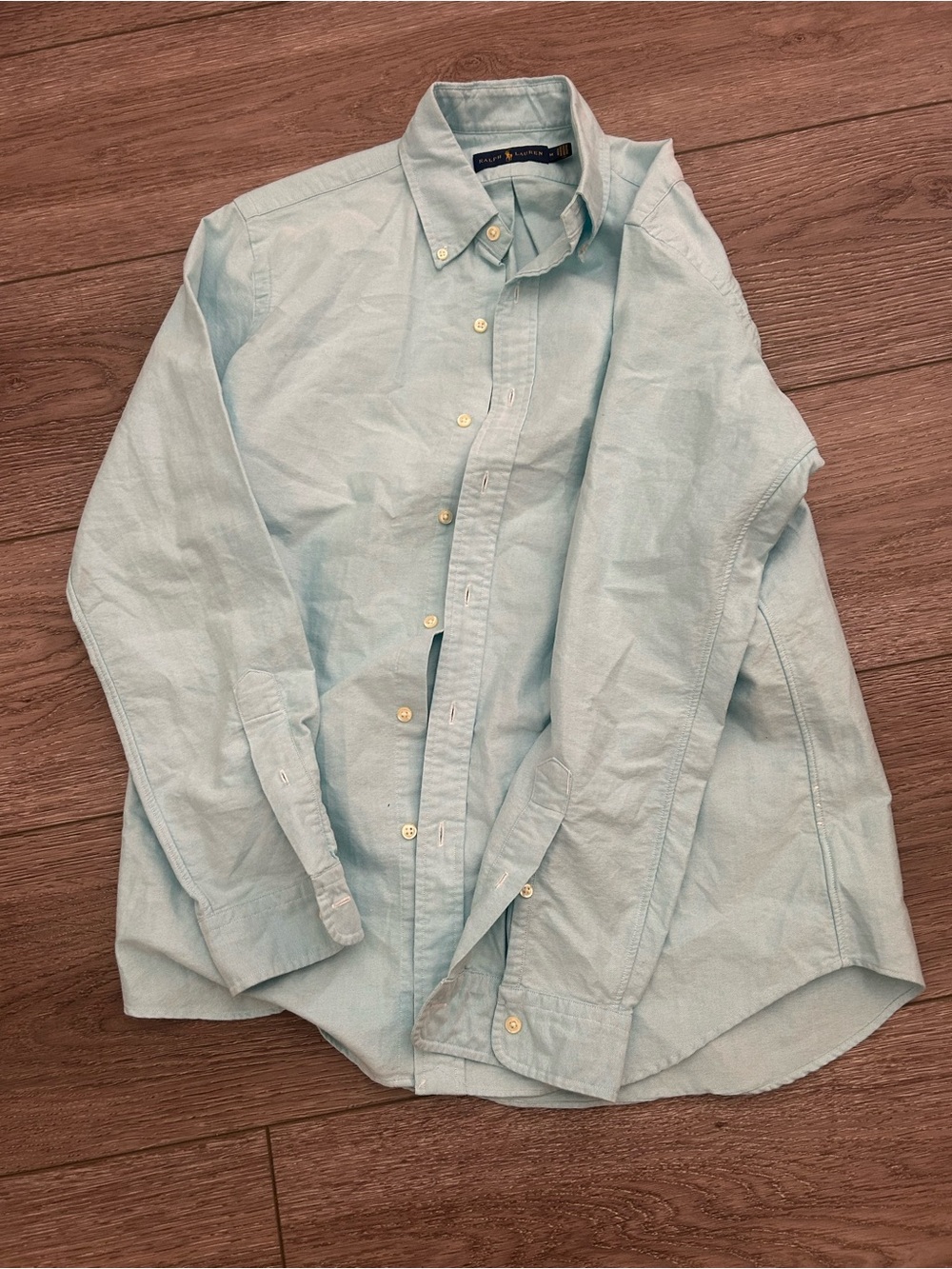Polo Ralph Lauren Light Aqua Blue Long-Sleeve Linen Button-Down Shirt – Size M